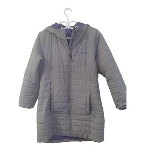 Bench Gray Puffer Coat with Purple Accents